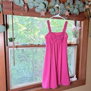 Xhilaration Girl’s Sz.M (7/8) Hot Pink Bubble Dress Front Bow Detail Barbie Pink